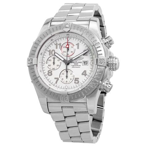 breitling super avenger a1337011 white dial leathr bnd|Breitling Super Avenger A13370 .